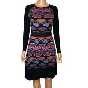 M Missoni iconic multicolor Knit Dress 42/6 signature Missoni Pattern